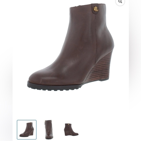 Ralph Lauren Shaley Brown Wedge Ankle Boots Size 8.5 - Picture 1 of 12